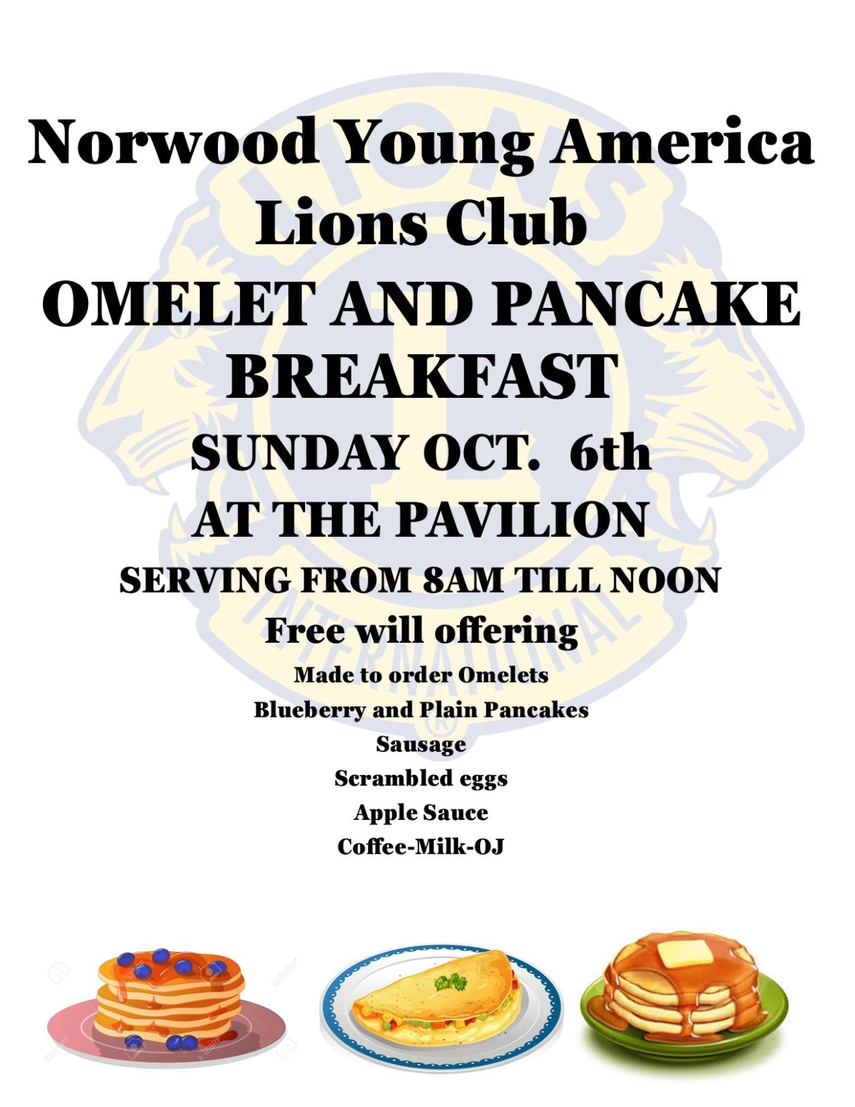 Norwood Young America Lions Club Omelet and Pancake Breakfast