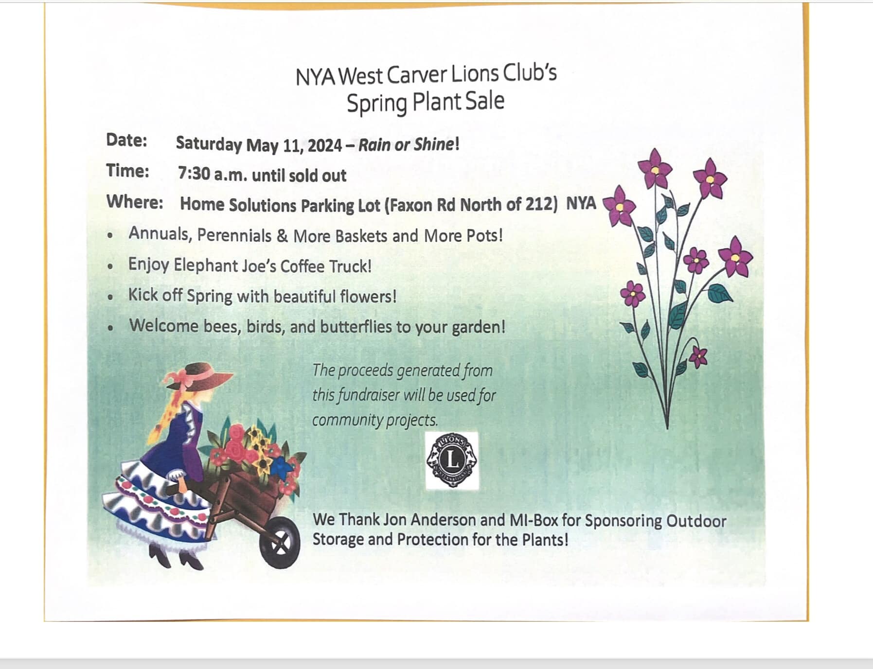 NYA West Carver Lions Club's Spring Plant Sale